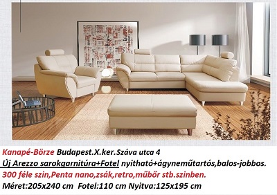 Bőr-börze arezzo sarokgarnitúra