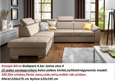 Bőr-börze sedan sarokgarnitúra