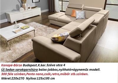 Bőr-börze sedan sarokgarnitúra