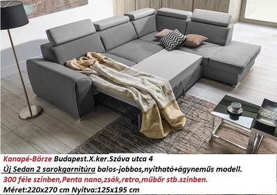 Bőr-börze sedan sarokgarnitúra