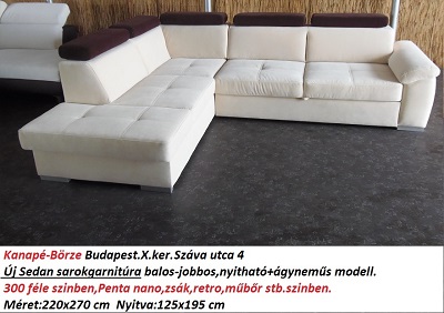Bőr-börze sedan sarokgarnitúra