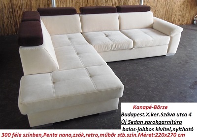 Bőr-börze sedan sarokgarnitúra