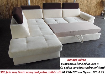 Bőr-börze sedan sarokgarnitúra